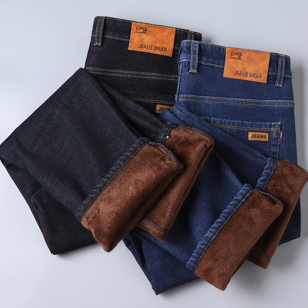 Thickened Plush Jeans Keep Men Warm In Winter